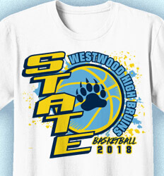 Basketball T Shirt Design - State Ball Splatter - cool-787s1