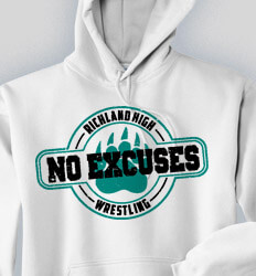 Custom Wrestling Hoodies Designs -  No Excuses Emblem - cool-430n4
