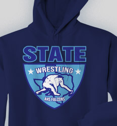 Custom Wrestling Hoodies Designs - State Wrestling Crest - cool-829s1