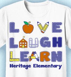 Elementary Teacher Shirts - School House Letters - cool-354s3