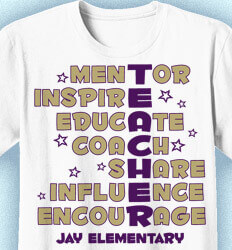 Elementary School Staff Shirts - Teacher Words - idea-290t1