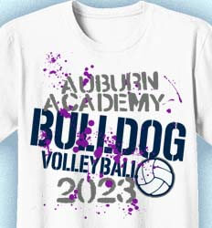 Volleyball Shirt Designs - Splatter Ball - idea-208s2