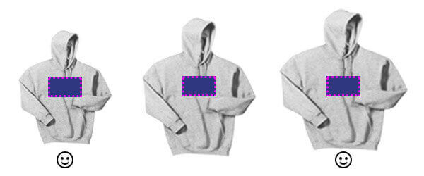 Optimal design size on youth and adult hoodie